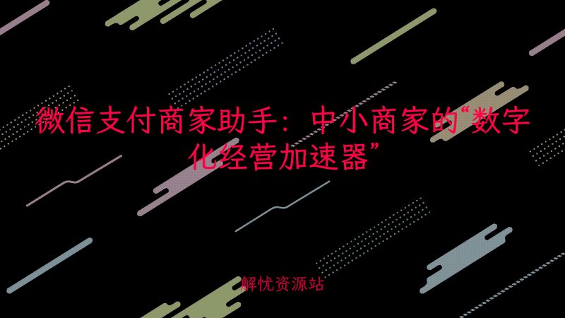 微信支付商家助手:中小商家的“数字化经营加速器”-解忧资源站