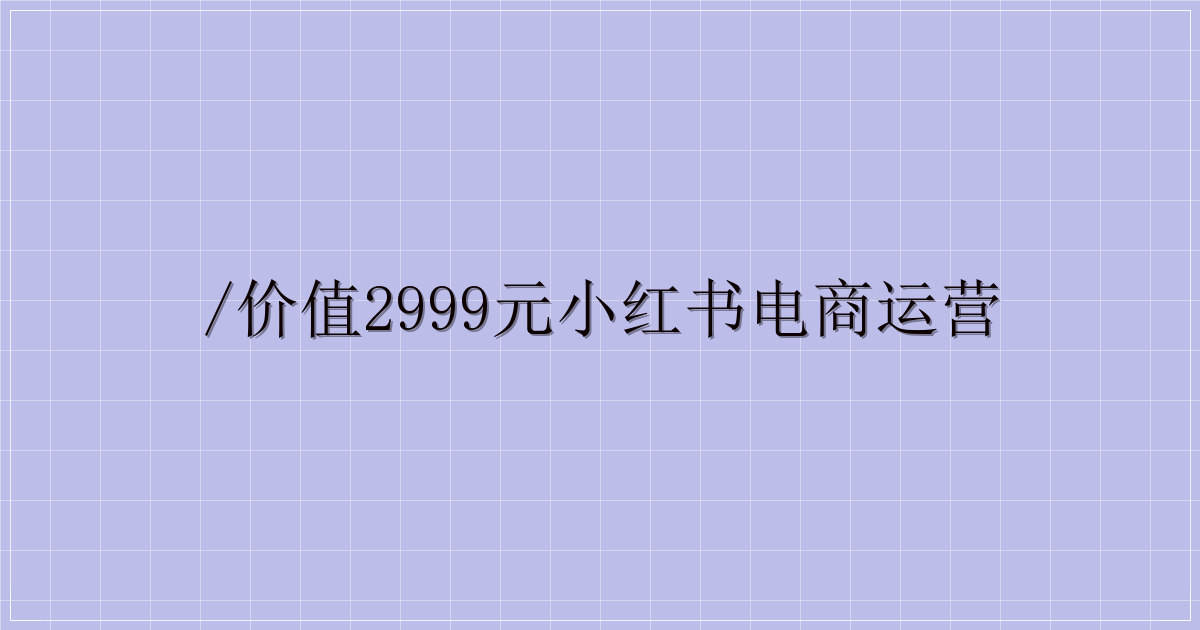 /价值2999元小红书电商运营-解忧资源站