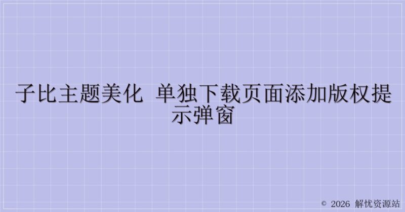 子比主题美化 单独下载页面添加版权提示弹窗-解忧资源站