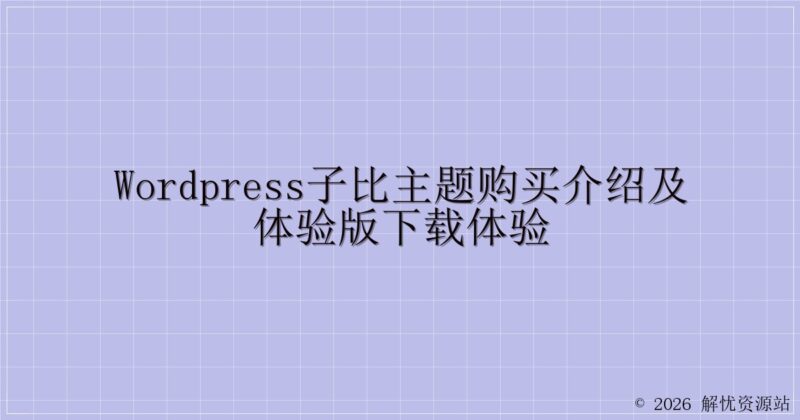 Wordpress子比主题购买介绍及体验版下载体验-解忧资源站