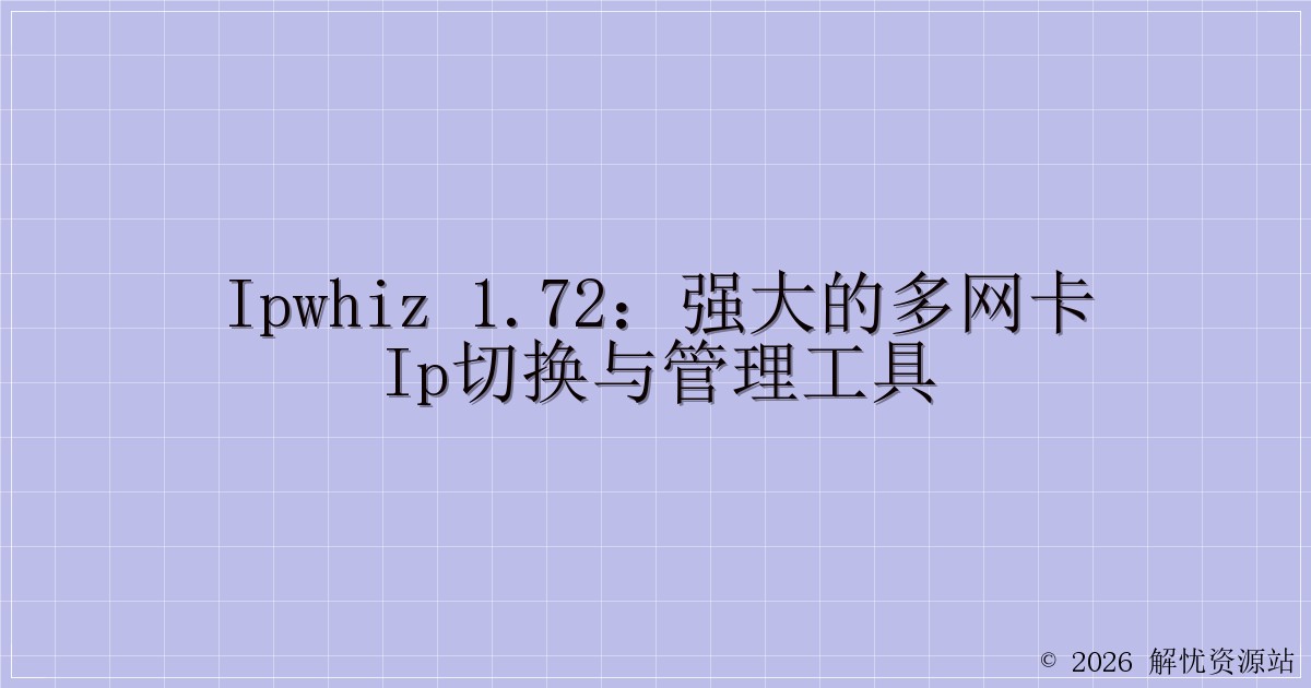 IPwhiz 1.72：强大的多网卡IP切换与管理工具-解忧资源站
