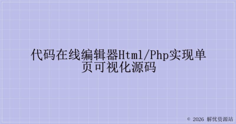代码在线编辑器HTML/PHP实现单页可视化源码-解忧资源站