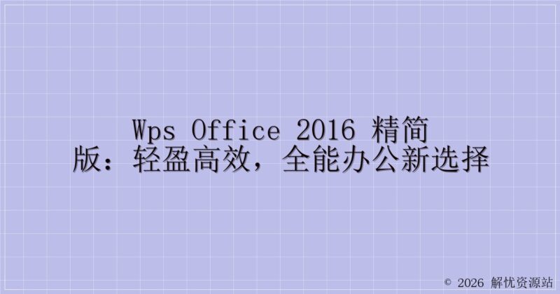 WPS Office 2016 精简版:轻盈高效,全能办公新选择-解忧资源站