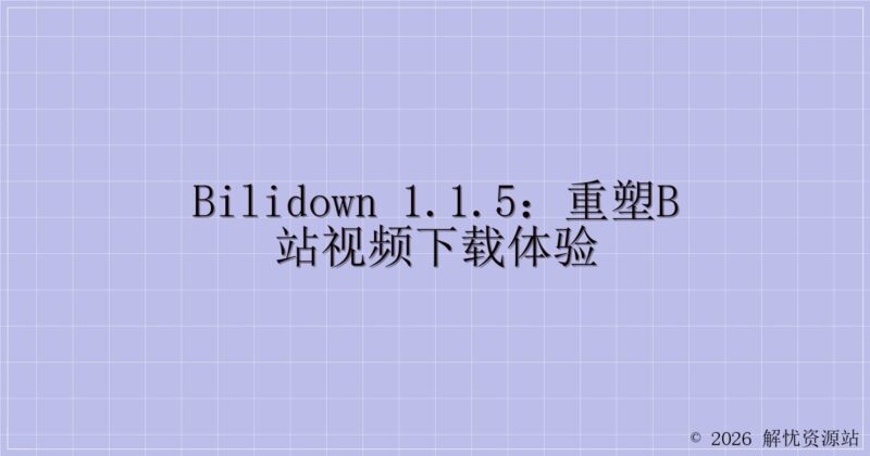 Bilidown 1.1.5:重塑B站视频下载体验-解忧资源站