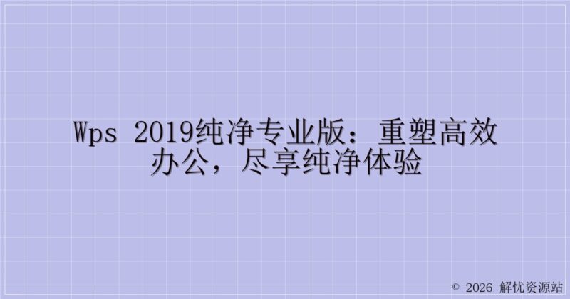 WPS 2019纯净专业版：重塑高效办公，尽享纯净体验-解忧资源站