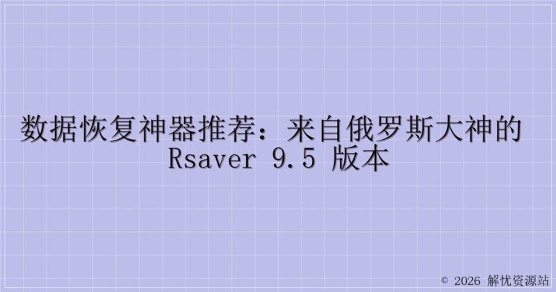 数据恢复神器推荐：来自俄罗斯大神的 Rsaver 9.5 版本-解忧资源站