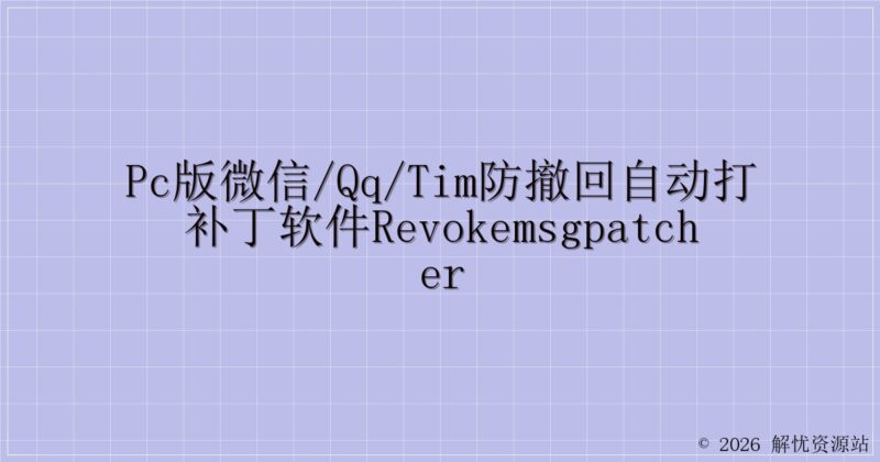 PC版微信/QQ/TIM防撤回自动打补丁软件RevokeMsgPatcher-解忧资源站