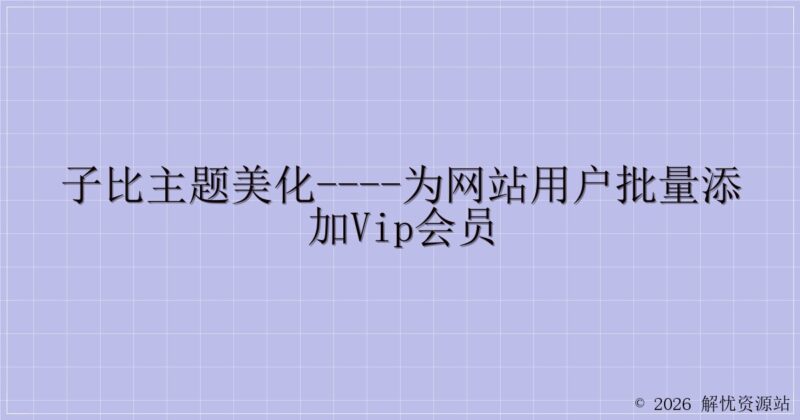 子比主题美化----为网站用户批量添加VIP会员-解忧资源站