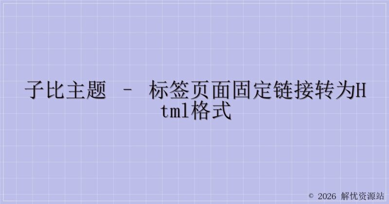 子比主题 – 标签页面固定链接转为html格式-解忧资源站