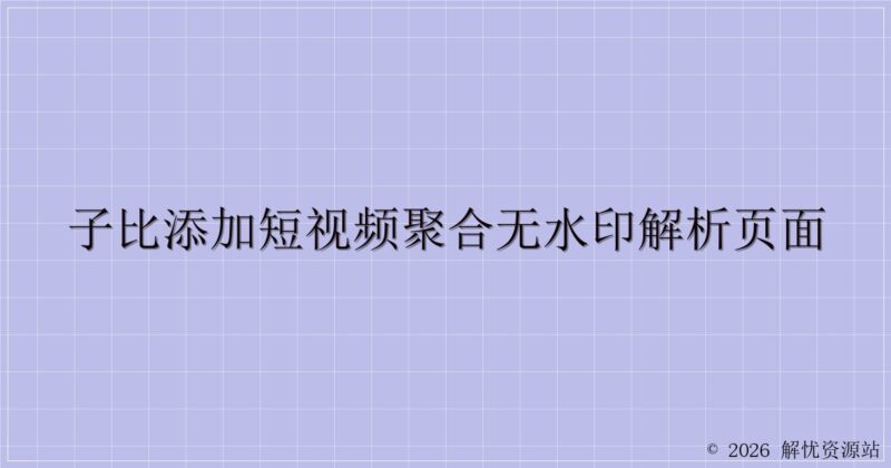 子比添加短视频聚合无水印解析页面-解忧资源站
