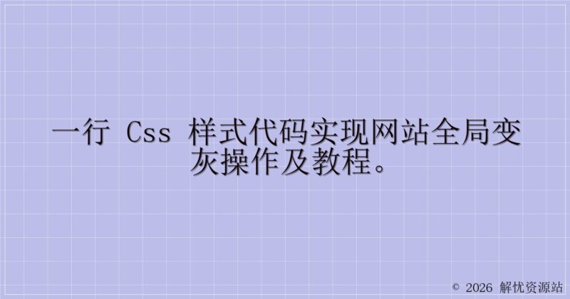 一行 CSS 样式代码实现网站全局变灰操作及教程。-解忧资源站