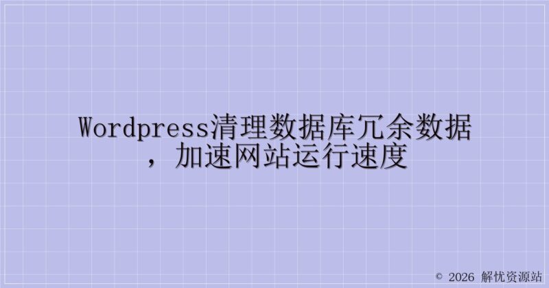 WordPress清理数据库冗余数据，加速网站运行速度-解忧资源站