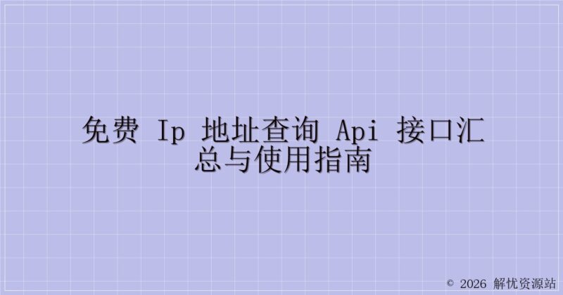 免费 IP 地址查询 API 接口汇总与使用指南-解忧资源站