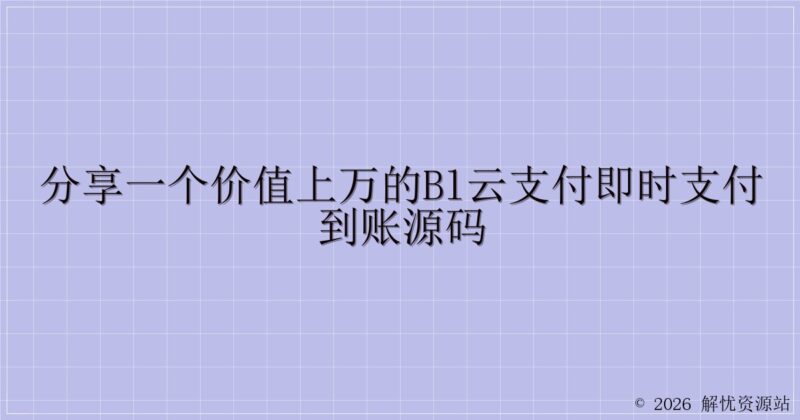 分享一个价值上万的bl云支付即时支付到账源码-解忧资源站